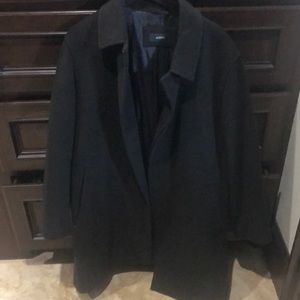 Brown men’s wool long pea coat